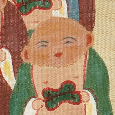 手描き軸アート「若冲画･伏見人形図」