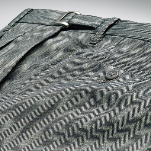 大人の真定番・コットンリネン混ヘリンボーンスラックス