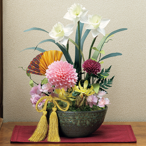 越前和紙の迎春花飾り（大）