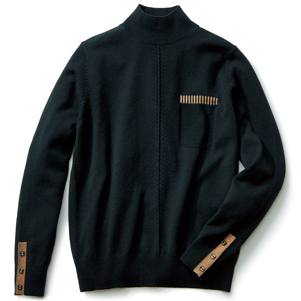 配色ウールニットプルオーバー