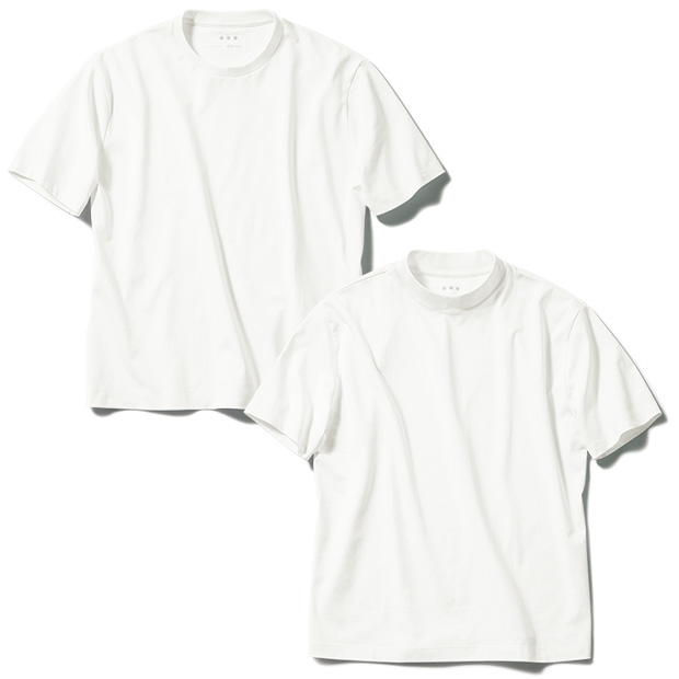 クルーネック＆モックネックTシャツ／2枚セット