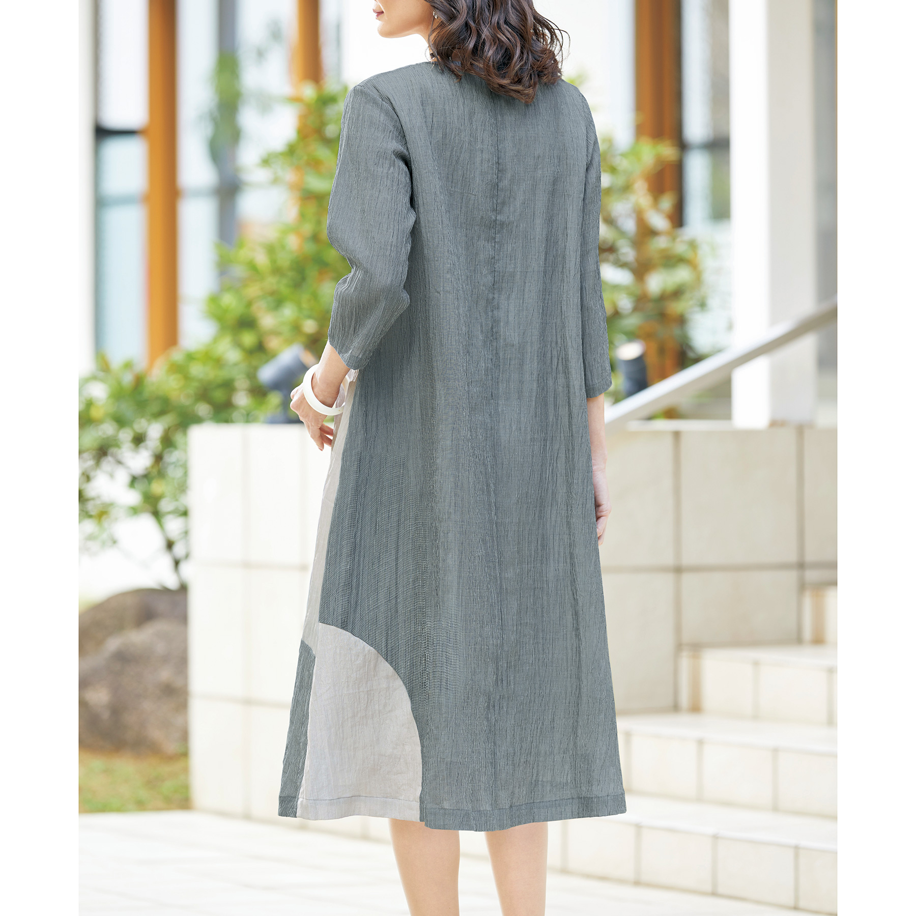 新版 縮 クレリックワンピース 千鳥格子 新潟県小千谷市でちぢみ加工 麻100 大人 ミセス 涼やかな肌触り クーポン配布中 交換無料 Lazybonessmokehouse Net