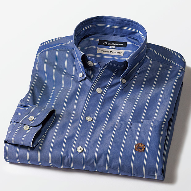 吸汗速乾･アイビーストライプ長袖シャツ