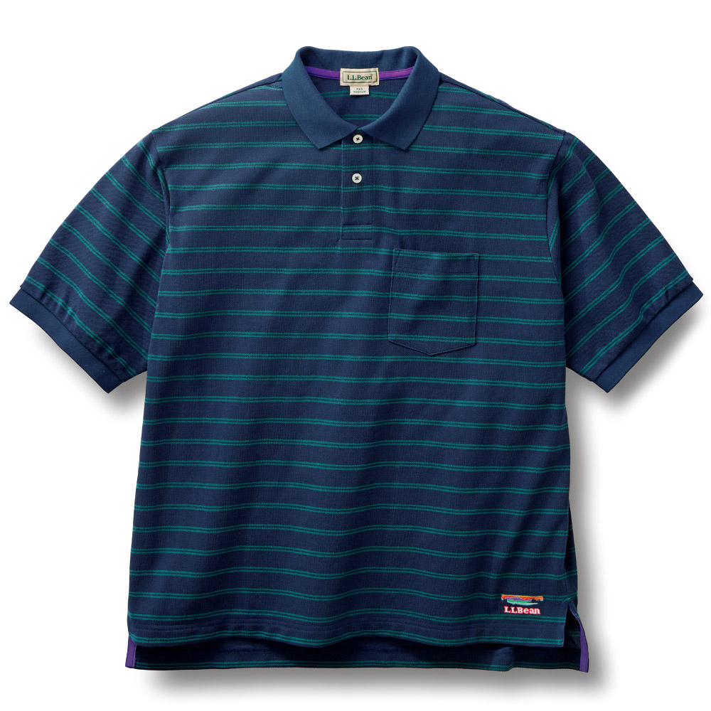 吸汗速乾･ゆったりボーダーポロシャツ