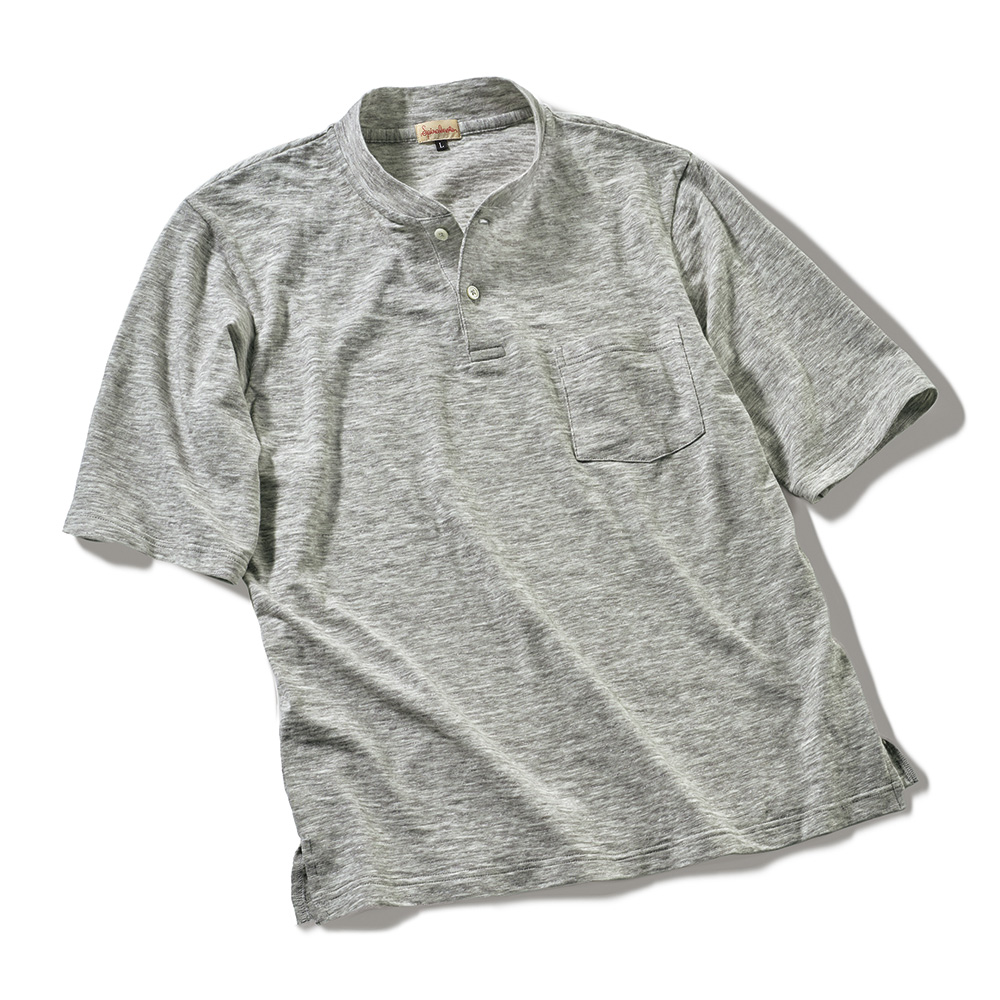 スラブヴィンテージ天竺・五分袖ポケットTシャツ