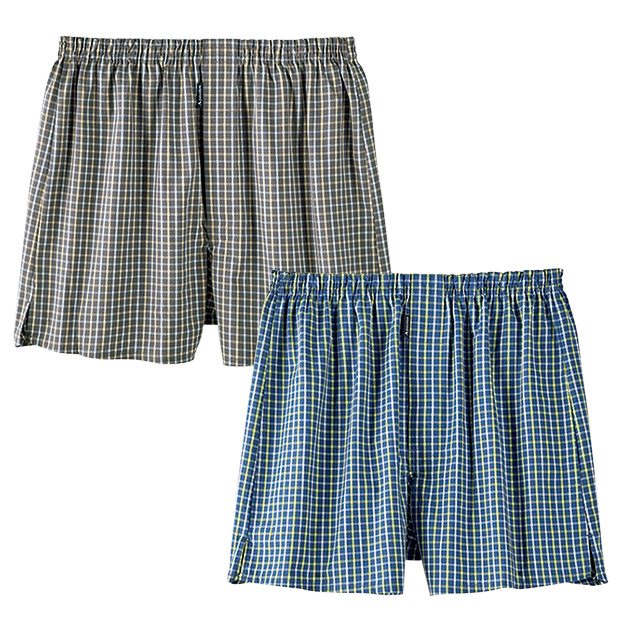 2本ゴムチェックトランクス／2色セット