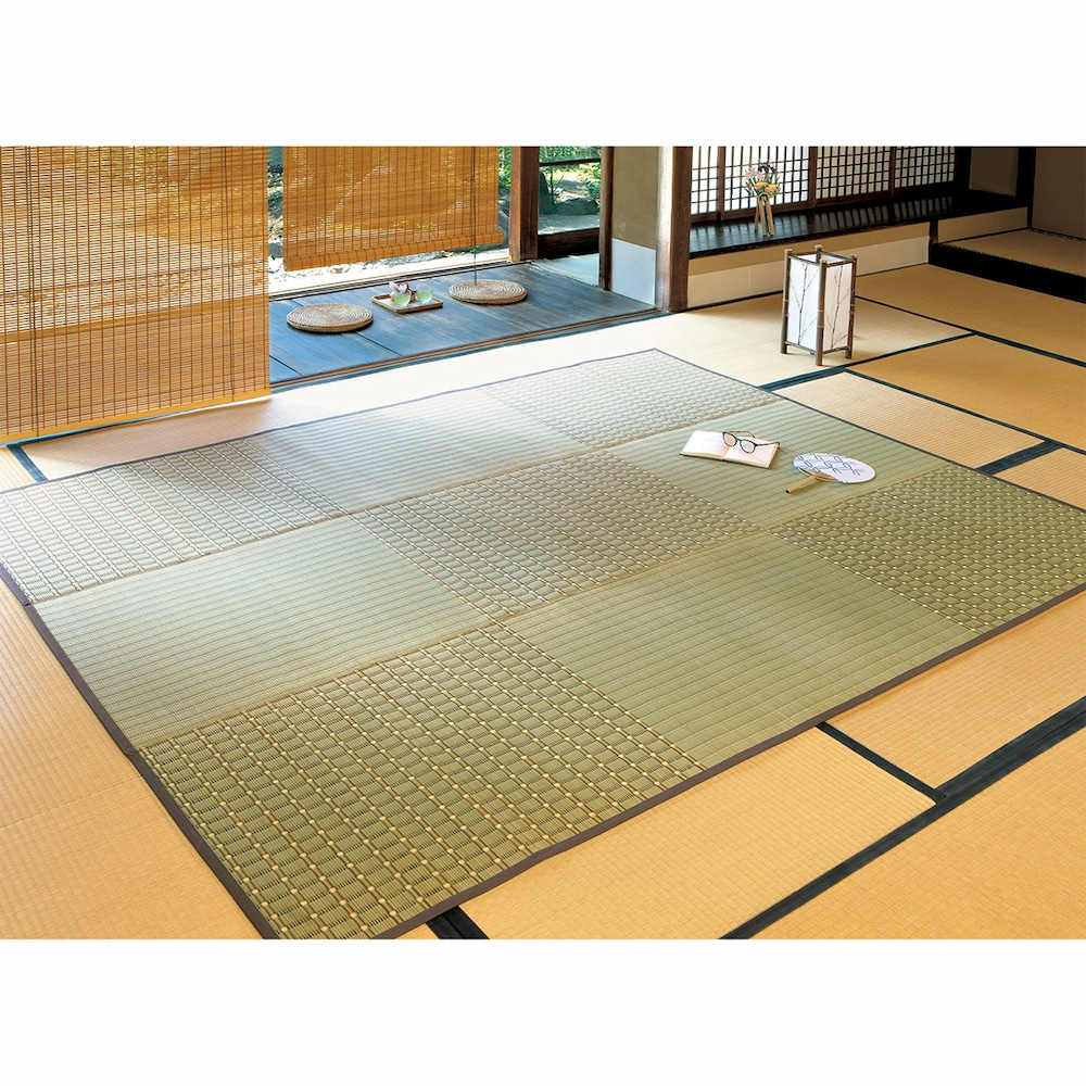 八女茶染/紋織いぐさラグ (裏貼り加工)