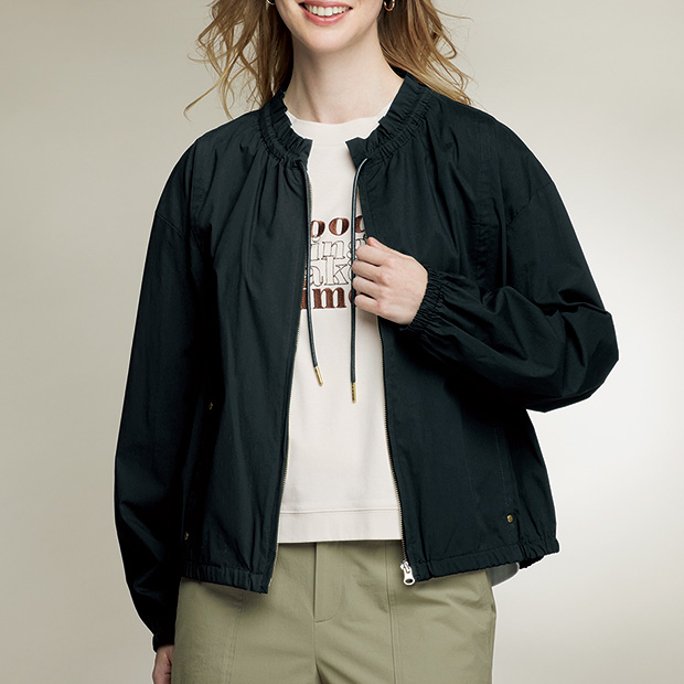 コットン混デザインブルゾン