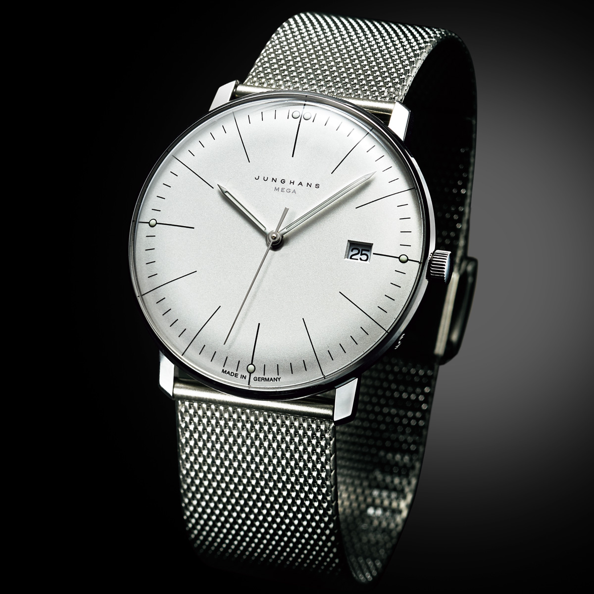 ユングハンス 電波式腕時計 マックス ビル デザイン ステンレスベルト ライトアップオンラインストア