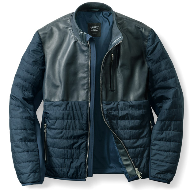 スタンドカラー･レザーコンビブルゾン／SAUL