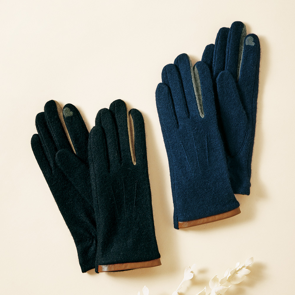 ラムレザーアクセント･カシミヤグローブ