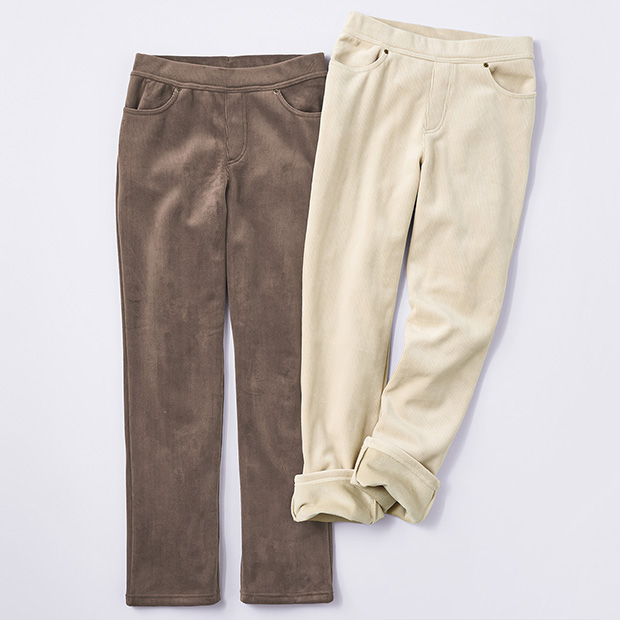 のびてらくらく裏起毛コーデュロイパンツ／2色セット