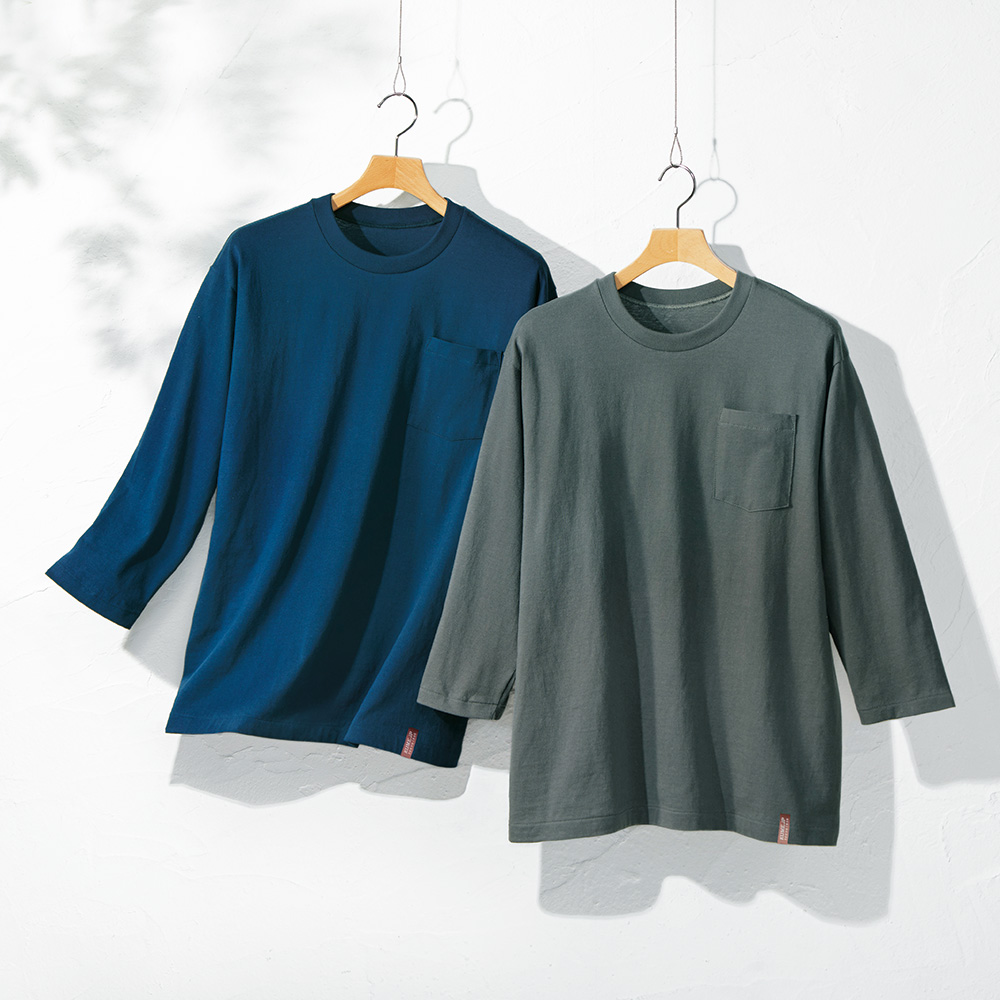 日本製天竺･七分袖Tシャツ2色セット