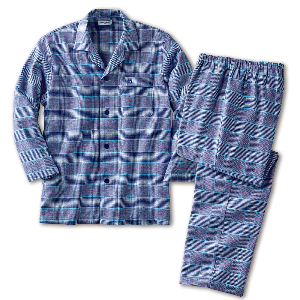 中空糸コットンネルチェックパジャマ