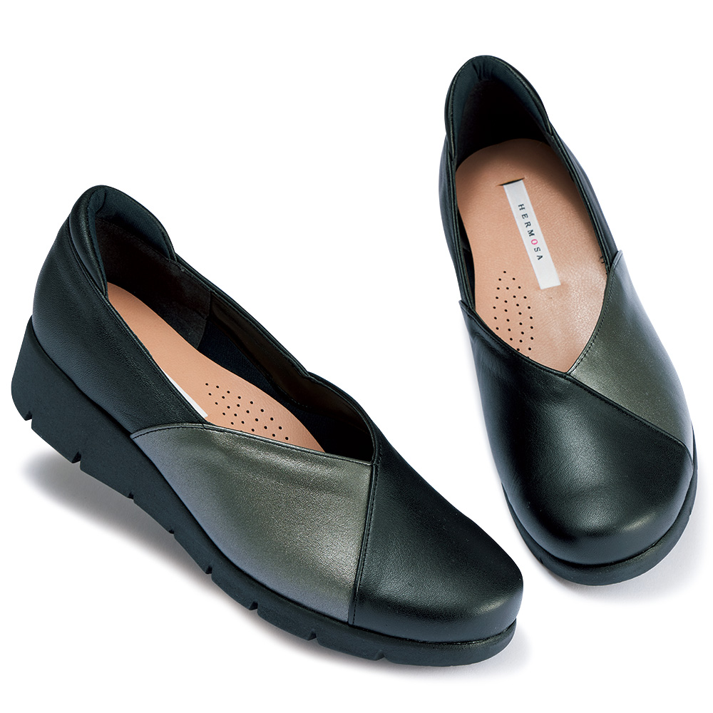 4Eコンビカラースリップオンシューズ