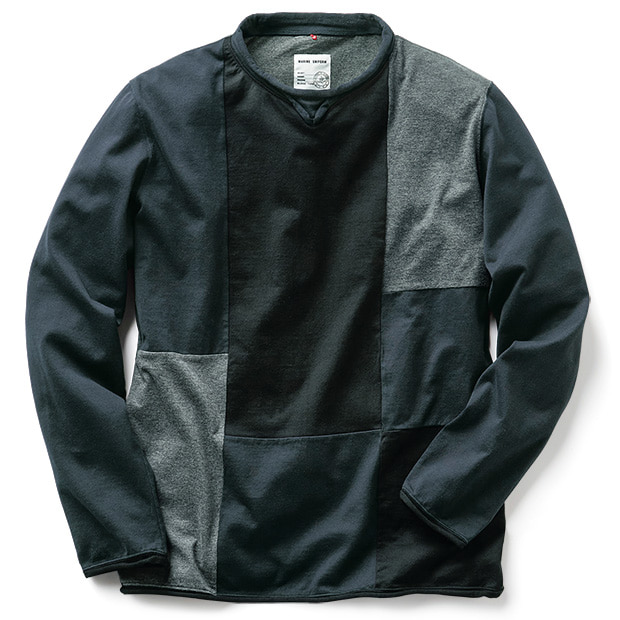 ダブルロールネック･パッチワークTシャツ