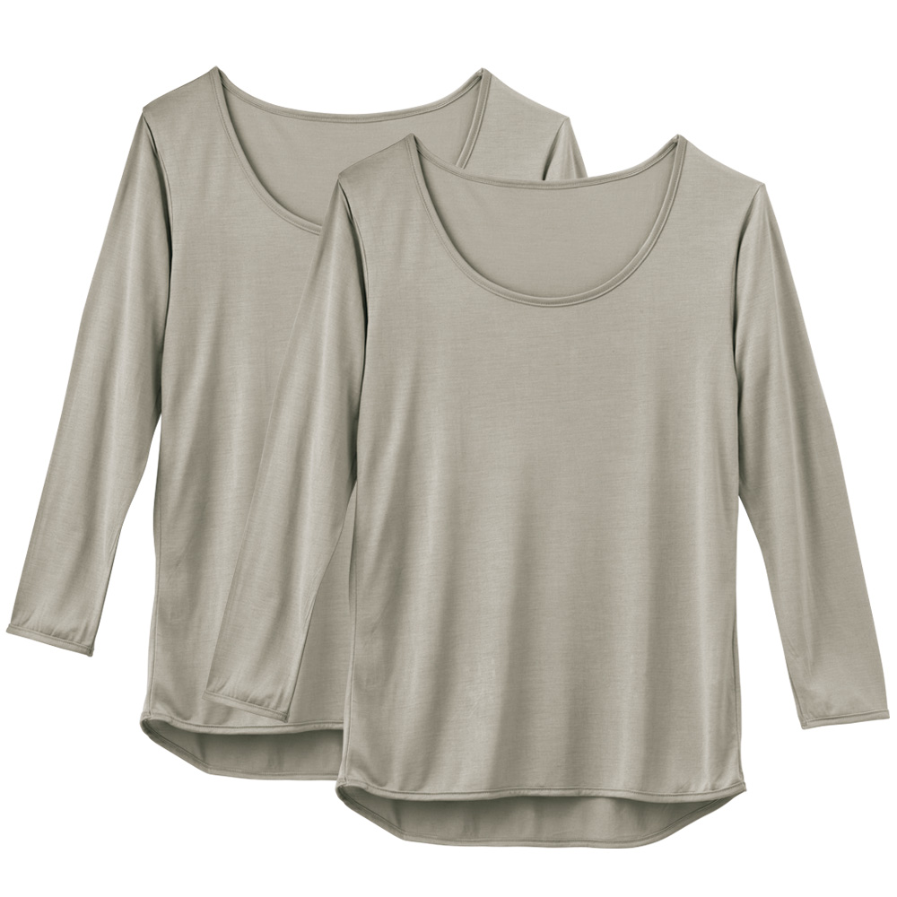 シルク100％七分袖トップス／2枚組