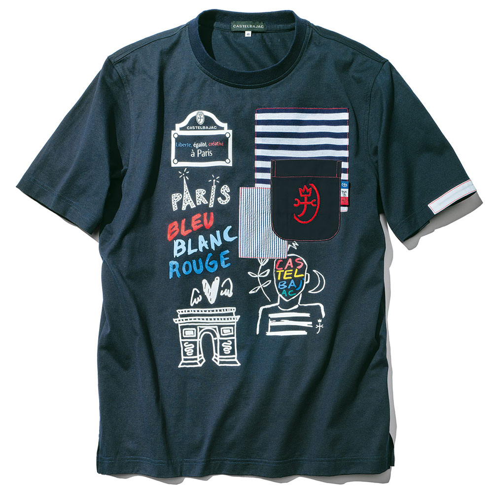異素材使いのアートプリントTシャツ