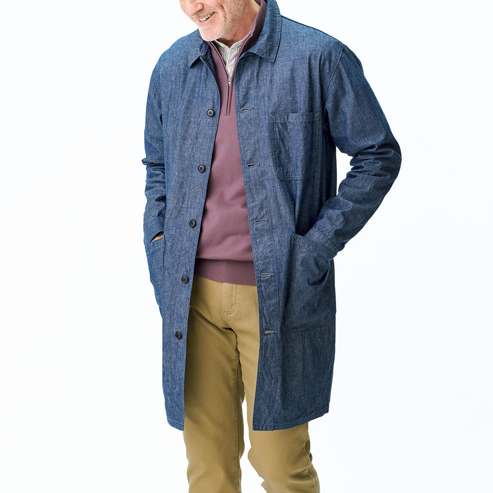 インディゴシャンブレー･フレンチシャツコート