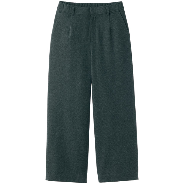 両面起毛のワイドクロップドパンツ