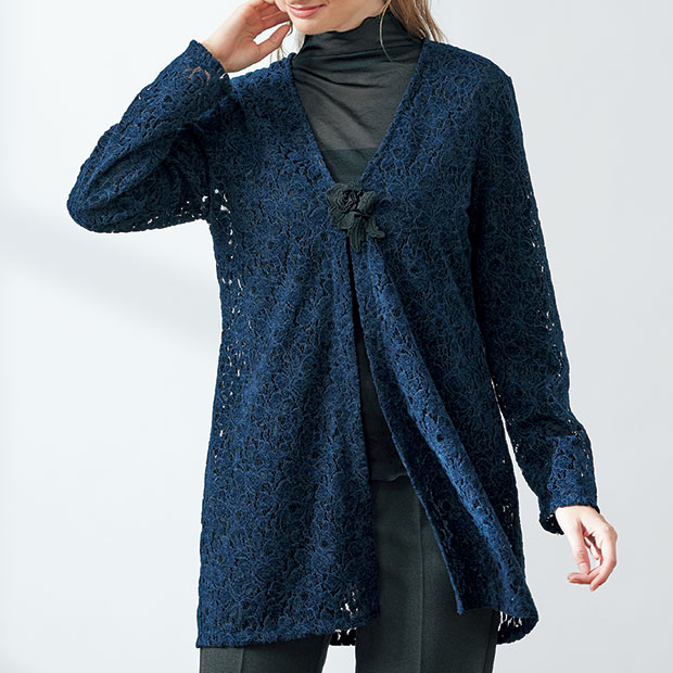 優美なレースカーディガン