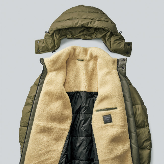 ムートン使いの中わたジャケット／BORDEAUX25