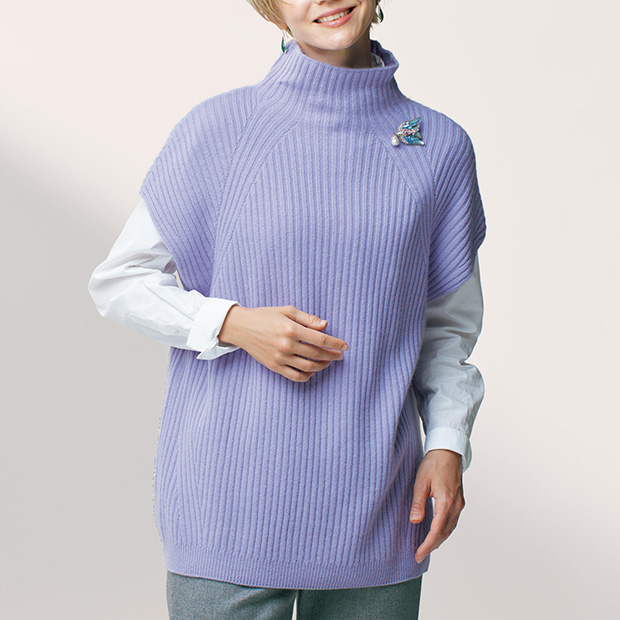 洗えるカシミヤ･フレンチスリーブベスト