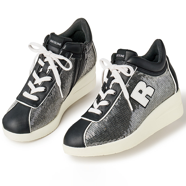 ファスナー付き・スパンコールハイソールスニーカー