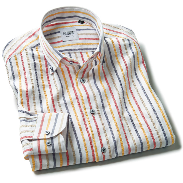 マルチカラーストライプB.D.シャツ