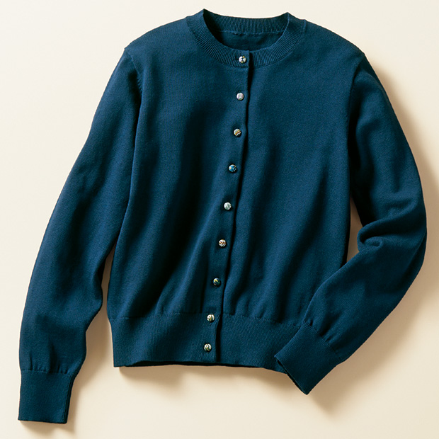 リバティプリントのカラフルボタンカーディガン