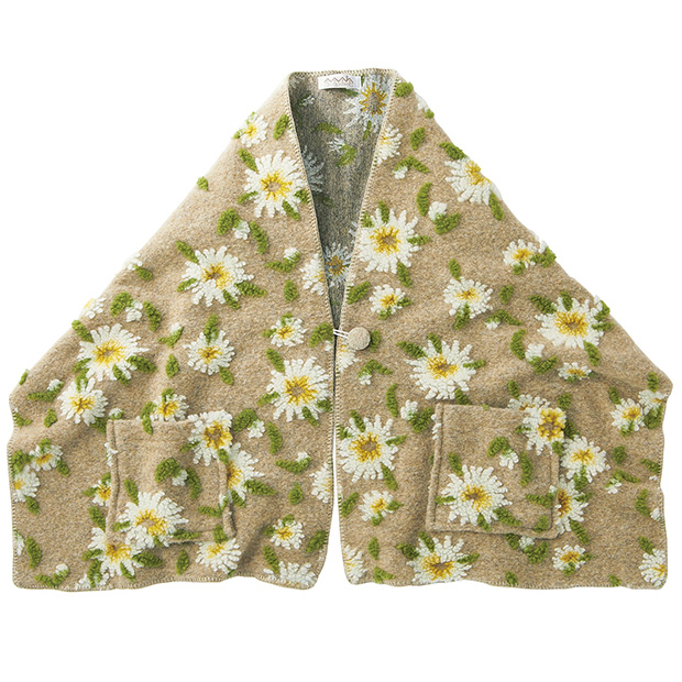 ボイルドウール混ショールポケット付き／エーデルワイス