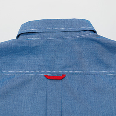 先染めシャンブレー半袖シャツ