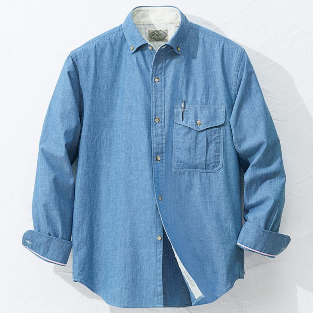 播州織セルビッチシャンブレーワークシャツ