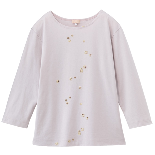 コットンスラブ天竺七分袖Tシャツ／クローバー