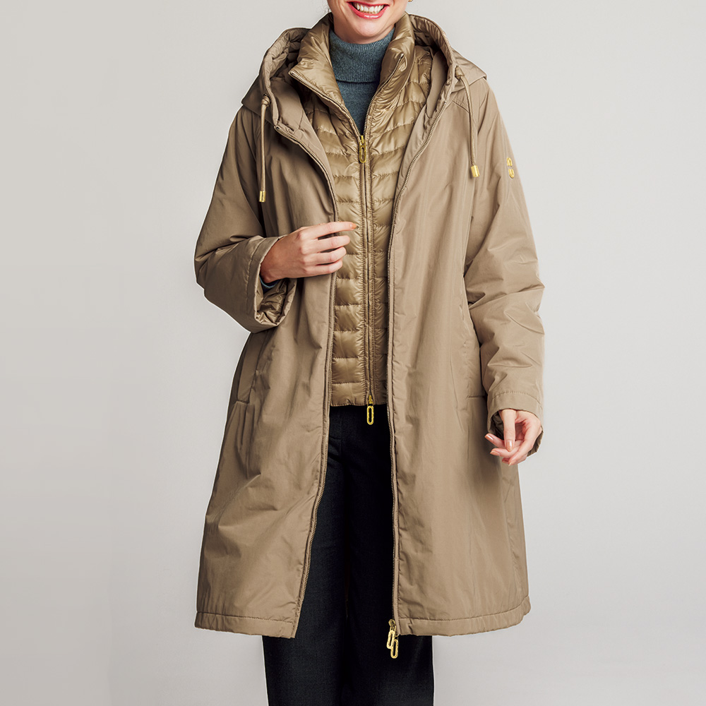 重ね着風中わたコート