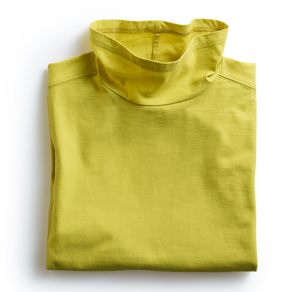 コットン強撚五分袖オフタートルプルオーバー