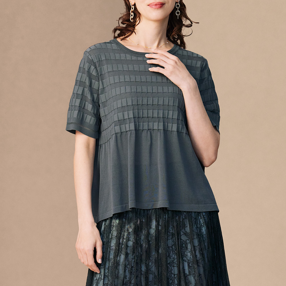 コットン混ニットプルオーバー