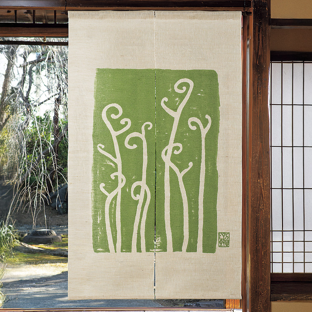 版画絵のれん「わらび」