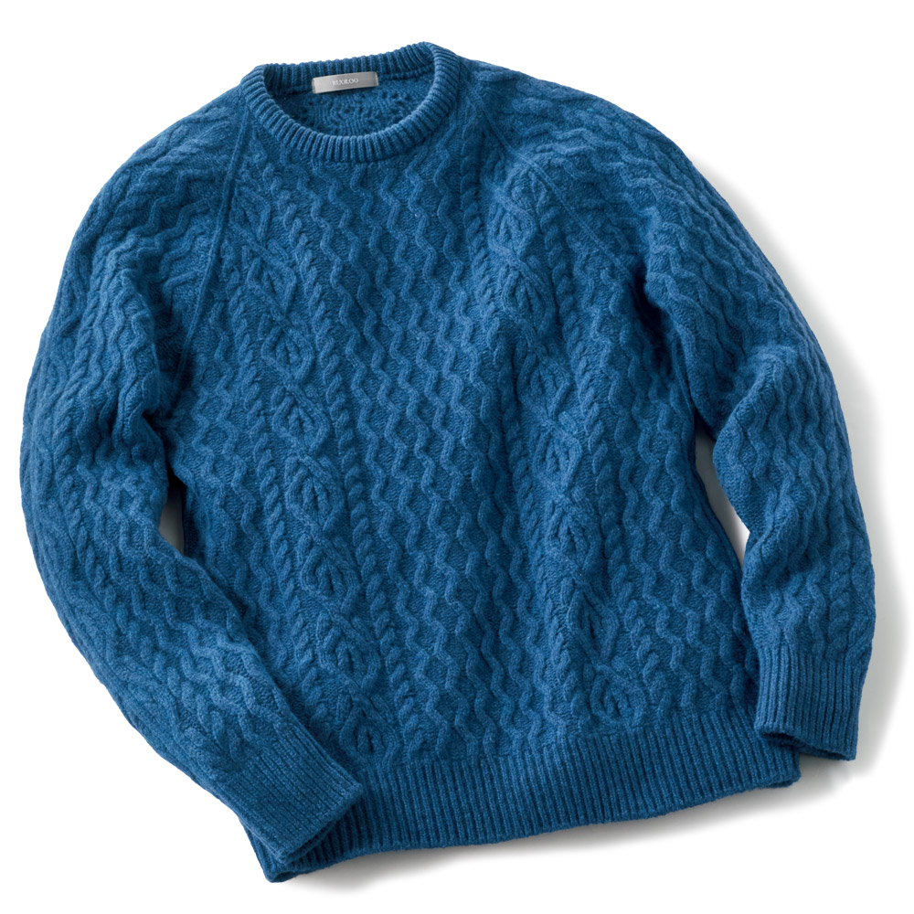 カシミヤ混・アランモチーフセーター