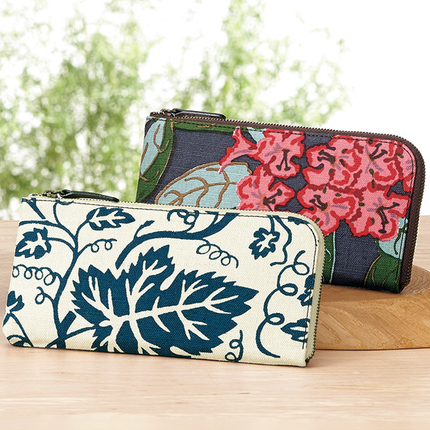 ヨブス工房の生地を使った長財布／L字ファスナー