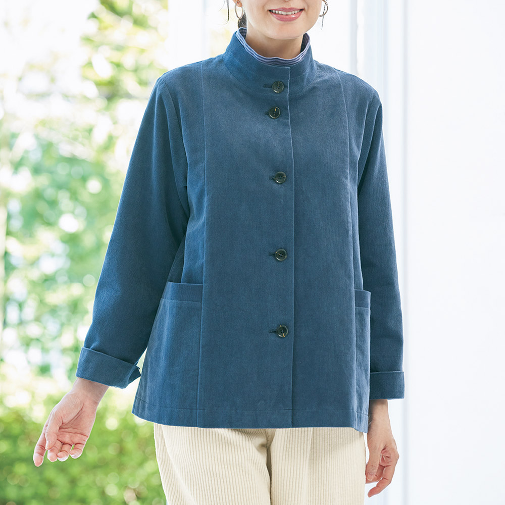 ドビー織りコーデュロイのジャケットコート