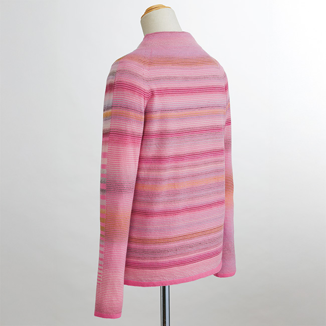 絣糸使いボーダー切り替えプルオーバー