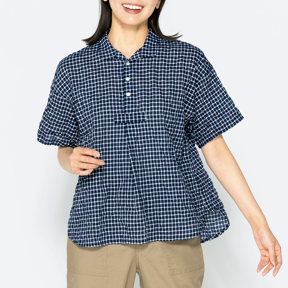 コットン混シャーリングドビーブラウス