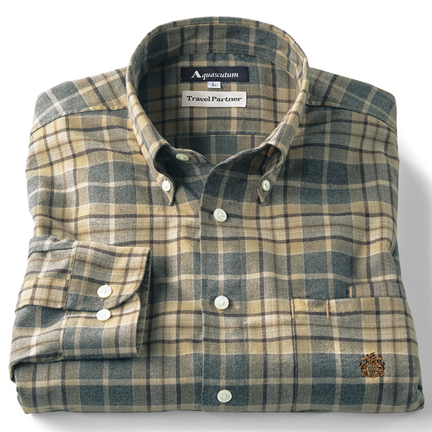 起毛コットンチェックB.D.シャツ