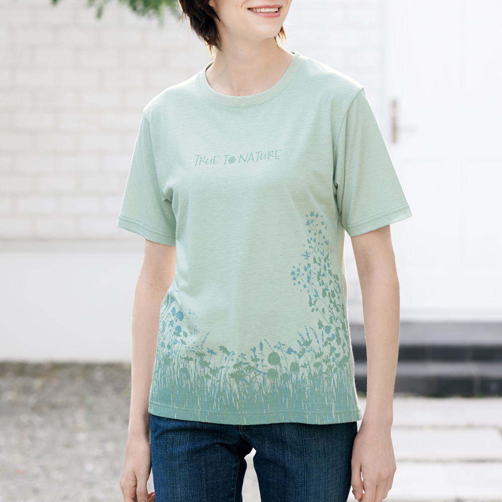 遮熱素材のフラワーTシャツ/2色セット