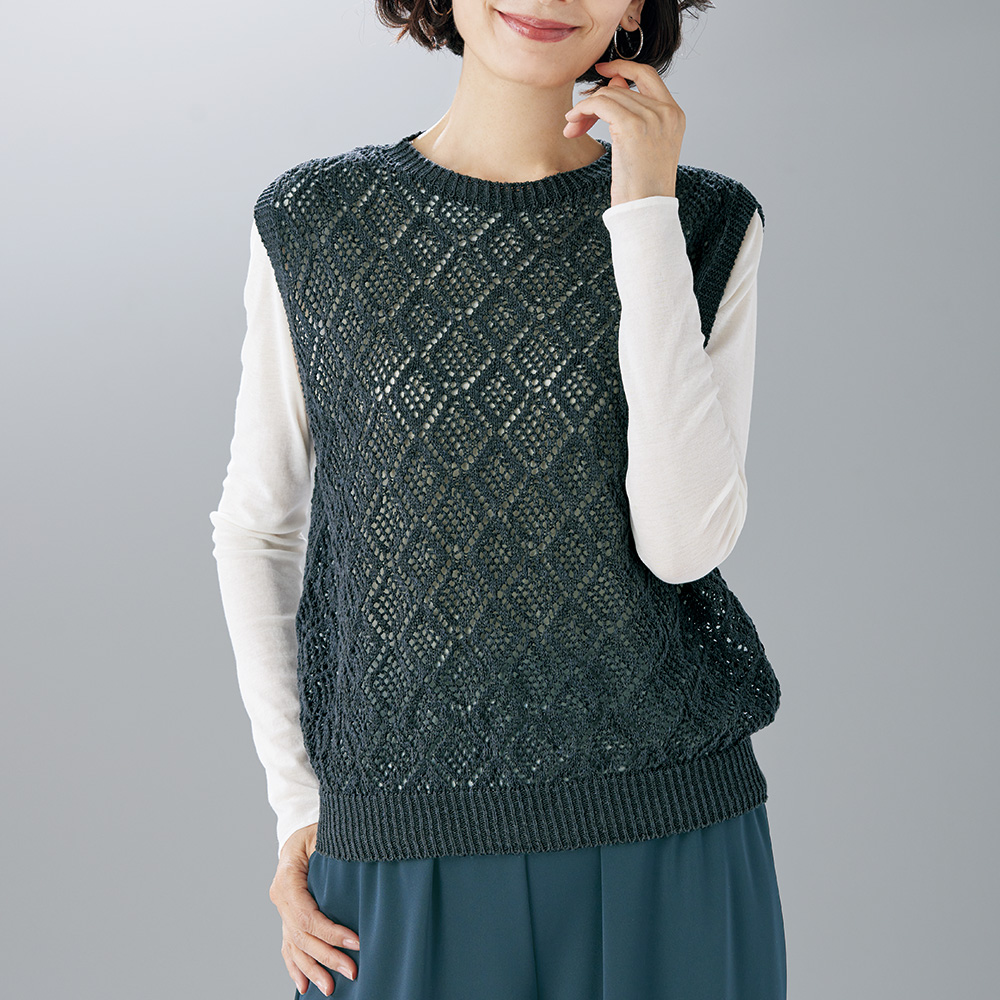 コットンシアー・クルーネックプルオーバー