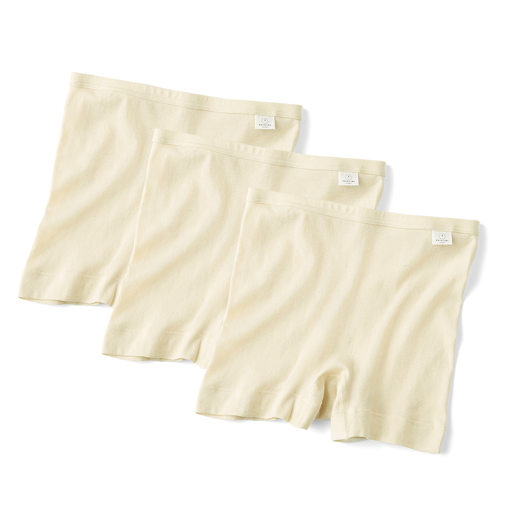 プリスティン オーガニックコットンの一分丈ショーツ/3枚組 | ライト