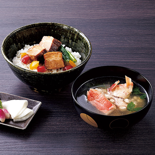 金目鯛のみぞれ汁/豚の角煮丼