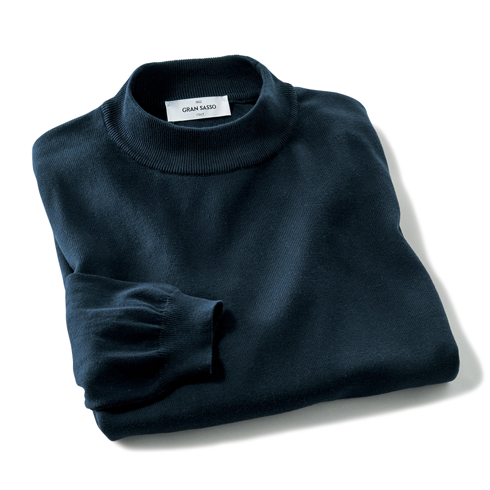 コットン・モックネックニット