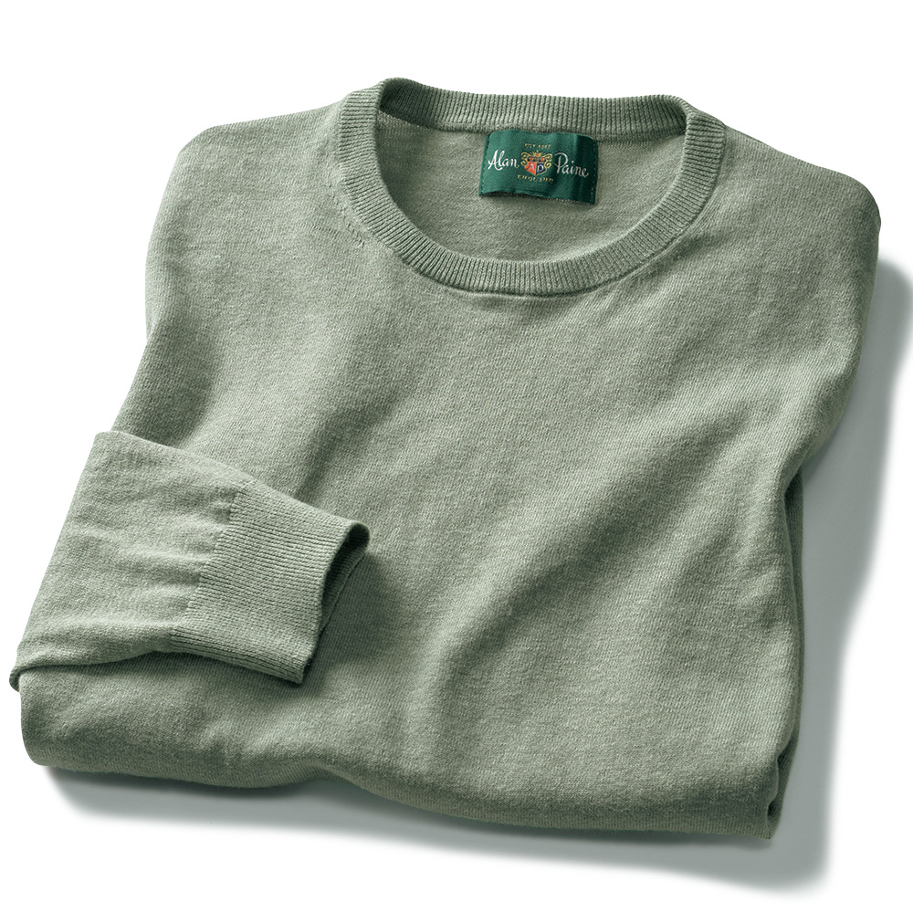 コットンリネンシルククルーネックセーター